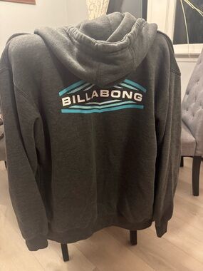 Billabong Dark Gray Hoodie with Teal and White Logo